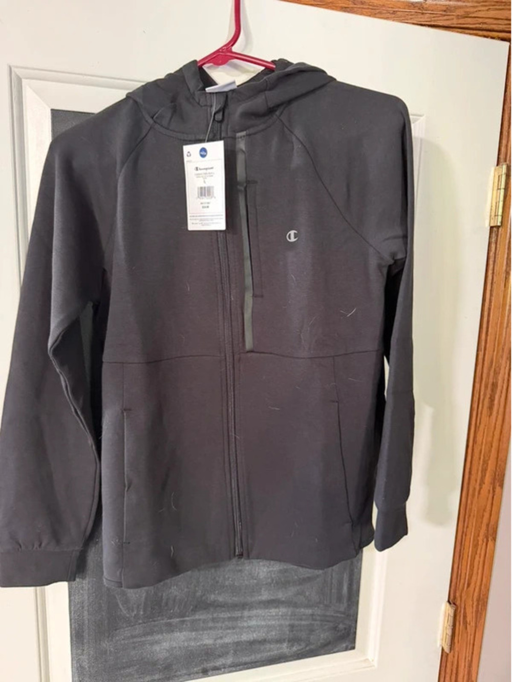 Champion Double Knit Full Zip Hoodie Black Girls L 14/16 NWT